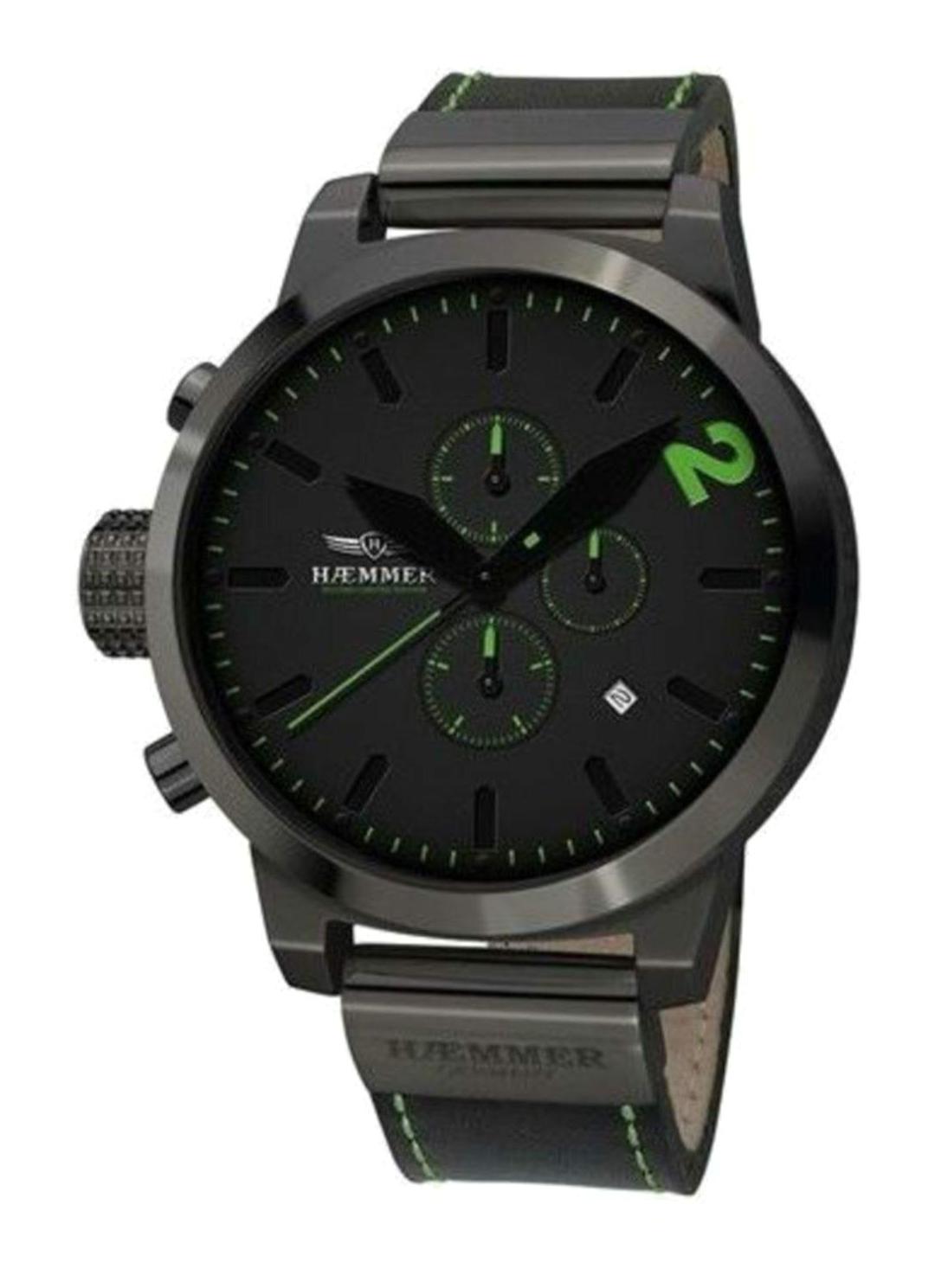 Haemmer HC-39 Takvimli 45 mm Siyah Deri Kordon Analog Erkek Kol Saati