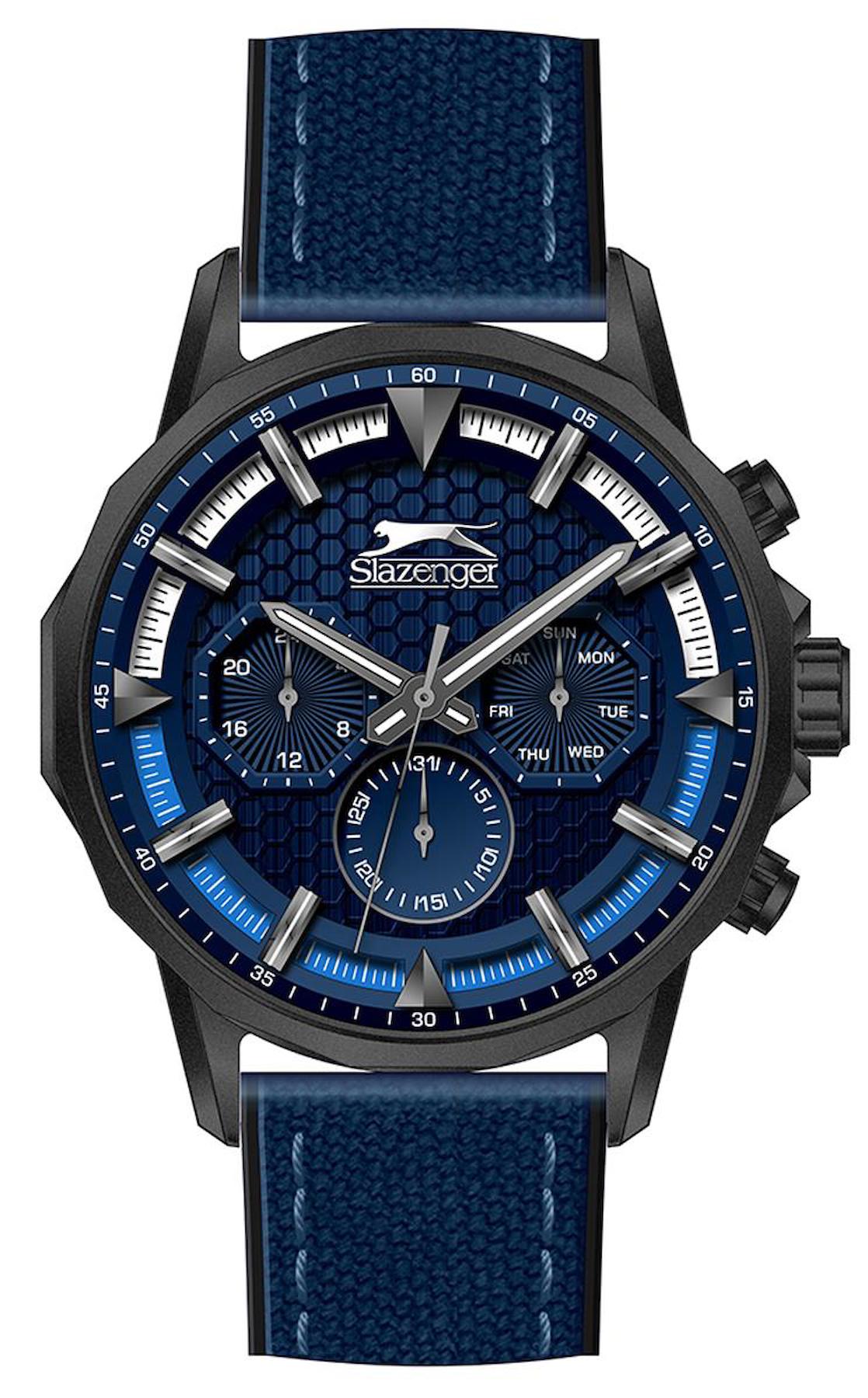 Slazenger SL.09.2217.2.04 Takvimli 45 mm Lacivert Silikon Kordon Analog Erkek Kol Saati