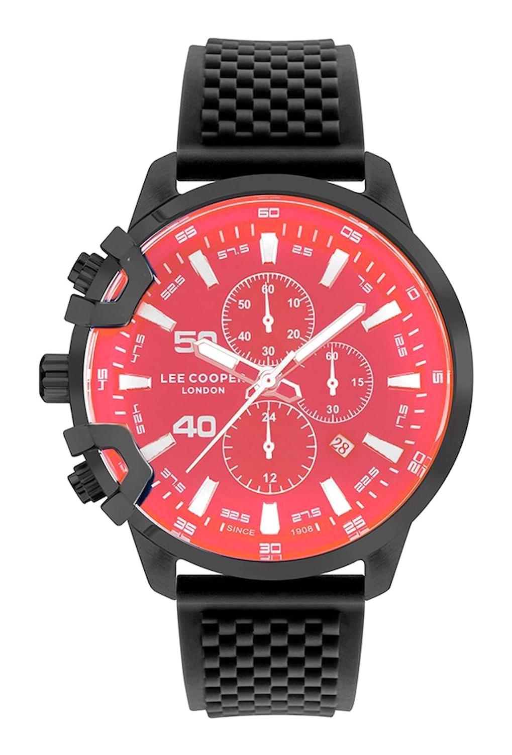 Lee Cooper LC07470.661 Takvimli 46-50 mm Siyah Silikon Kordon Analog Kol Saati