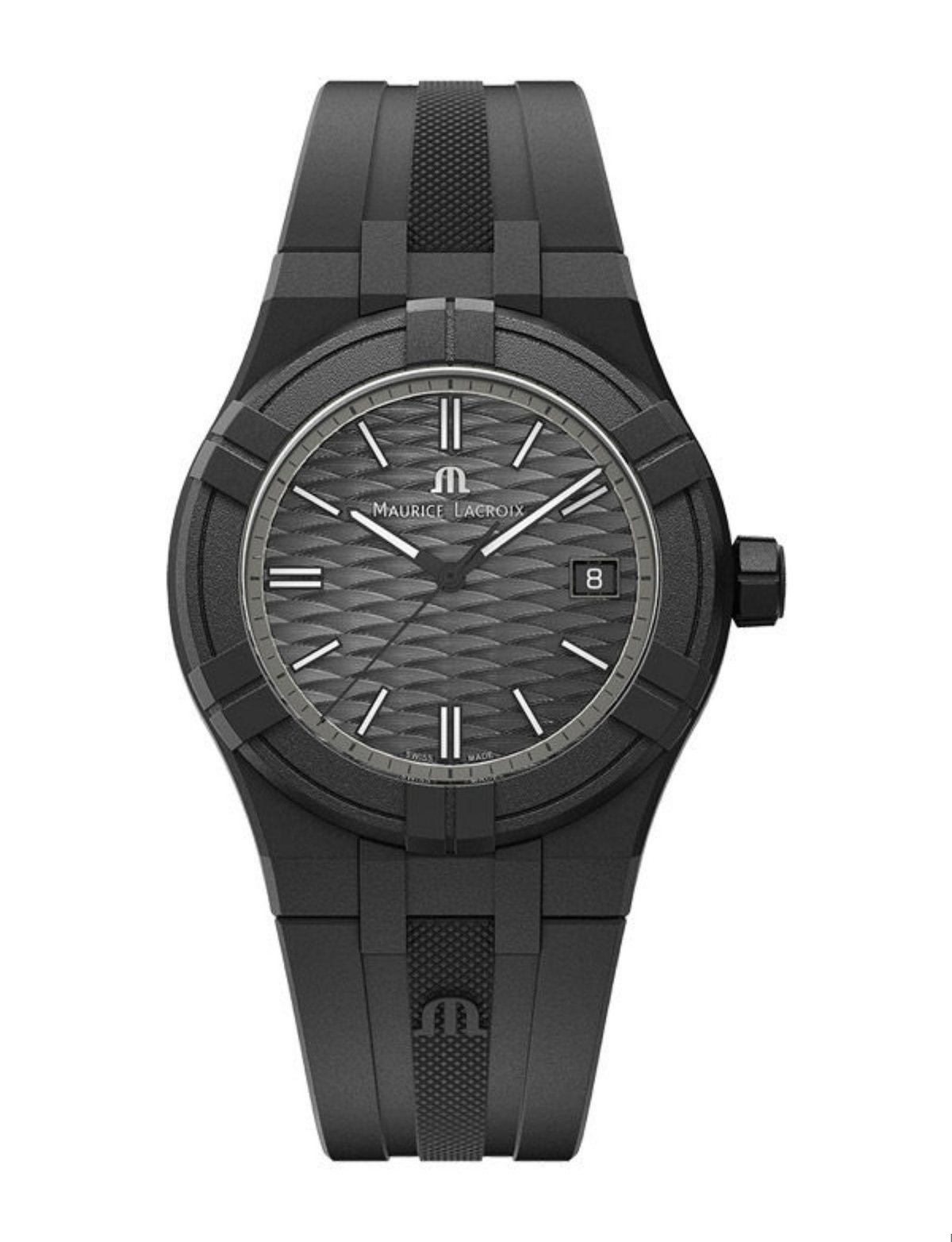 Maurice Lacroix ML-AI200800000300-0 Takvimli 40 mm Siyah Silikon Kordon Analog Kol Saati