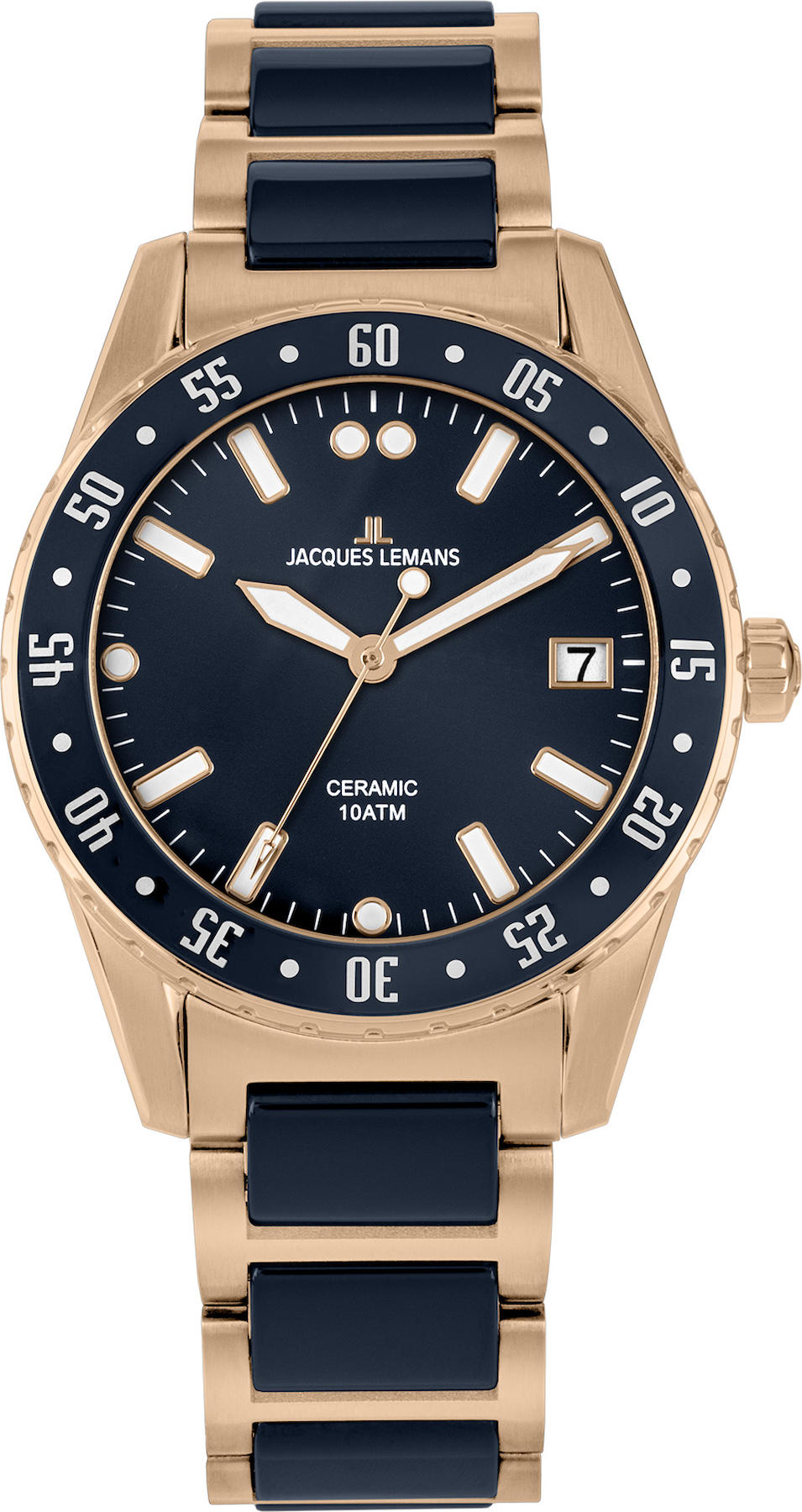 Jacques Lemans 42-10H Takvimli 42 mm Rose Gold Çelik Kordon Analog Kol Saati