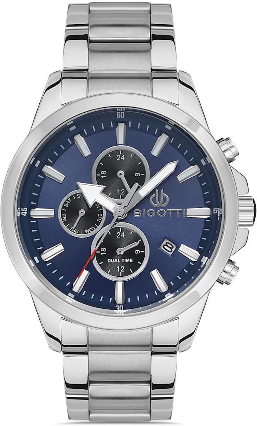 Bigotti BG.1.10386.2 Takvimli 45 mm Çelik Kordon Analog Erkek Kol Saati