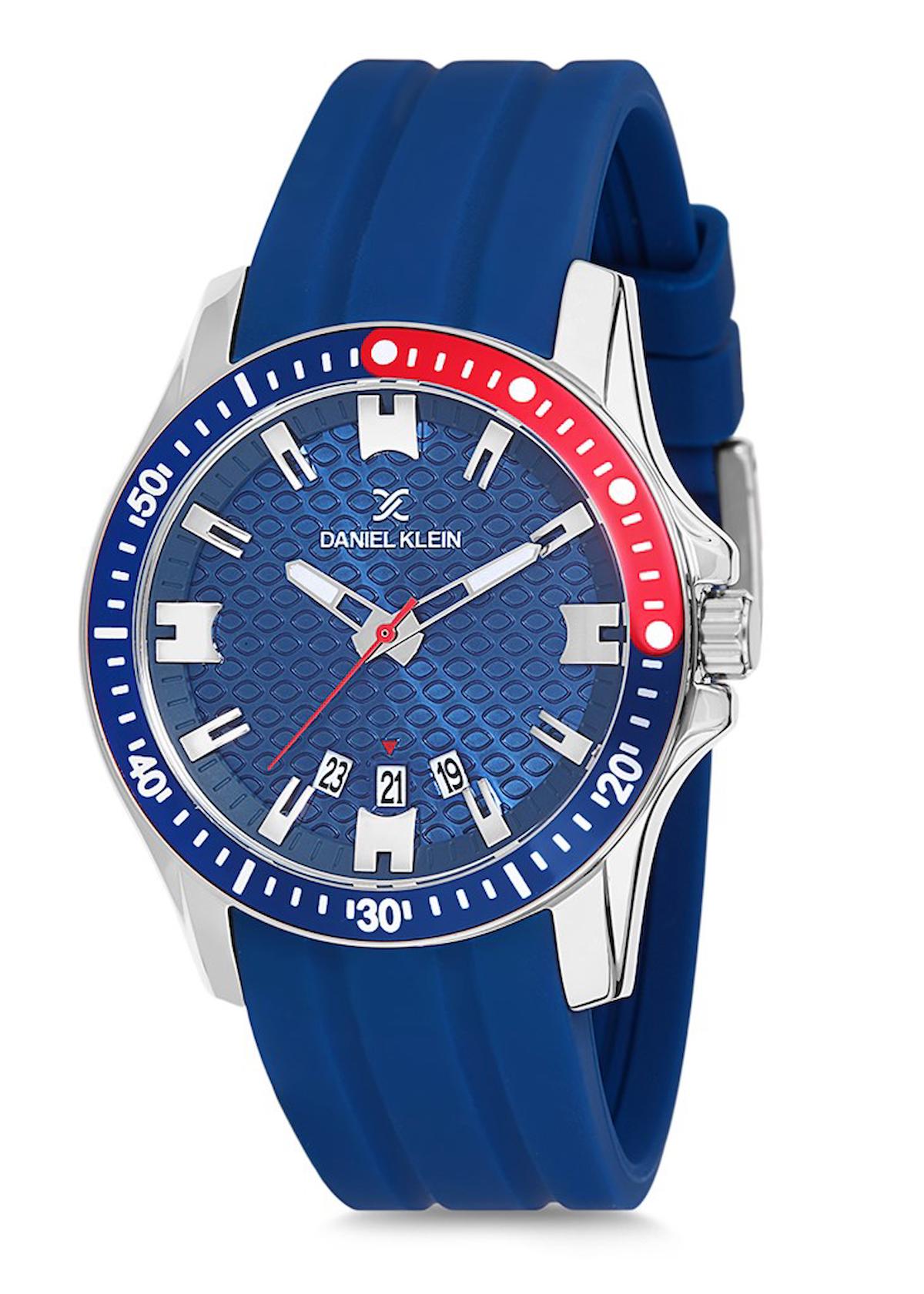 Daniel Klein DK012610A-03 Takvimli 41 mm Mavi Silikon Kordon Analog Erkek Kol Saati