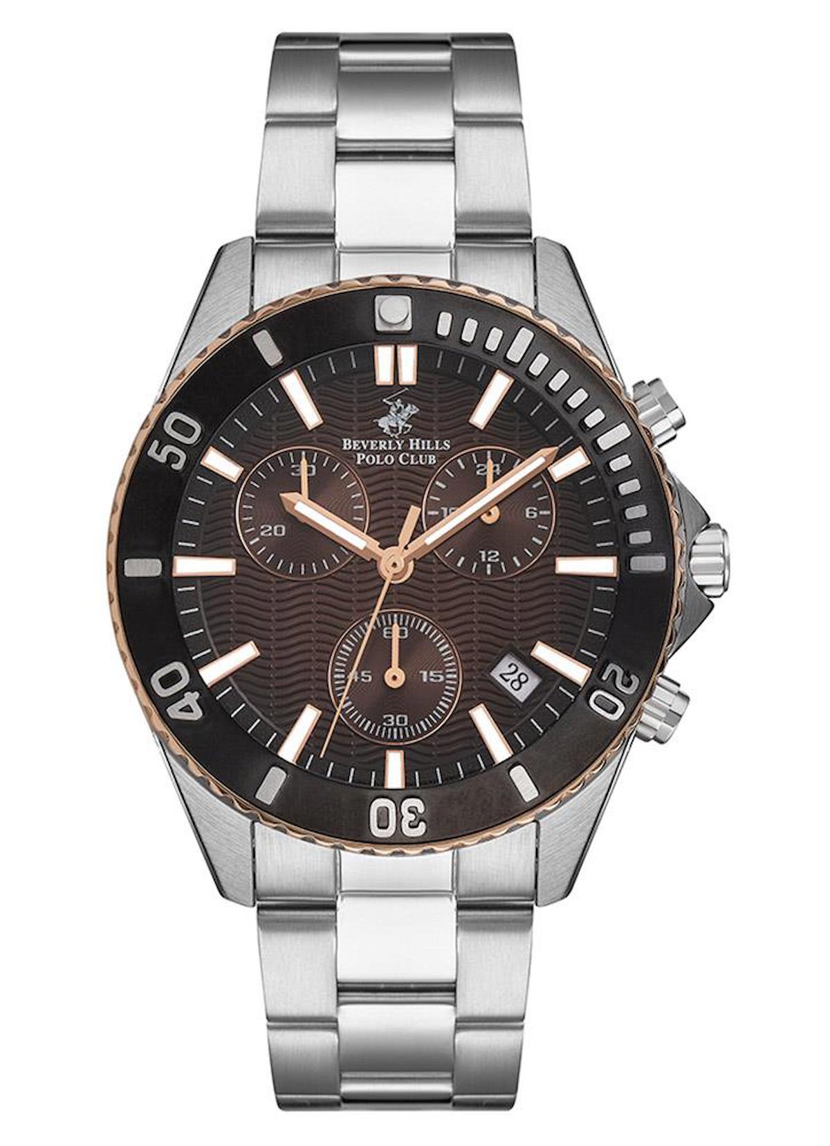 Beverly Hills Polo Club BP3276X540 Takvimli 47 mm Çelik Kordon Analog Erkek Kol Saati