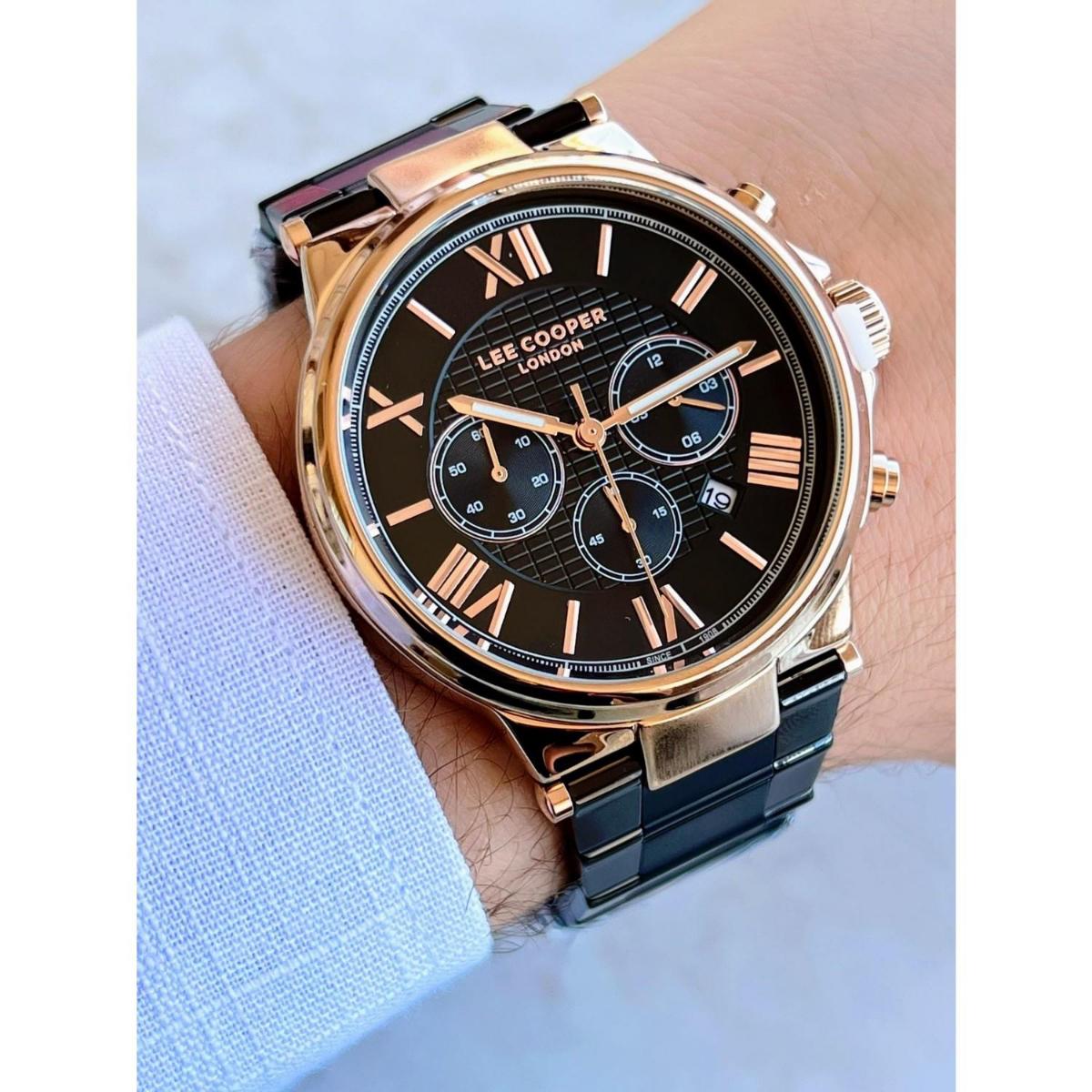 Lee Cooper LC07444.450-NM Takvimli 46-50 mm Siyah Çelik Kordon Analog Erkek Kol Saati