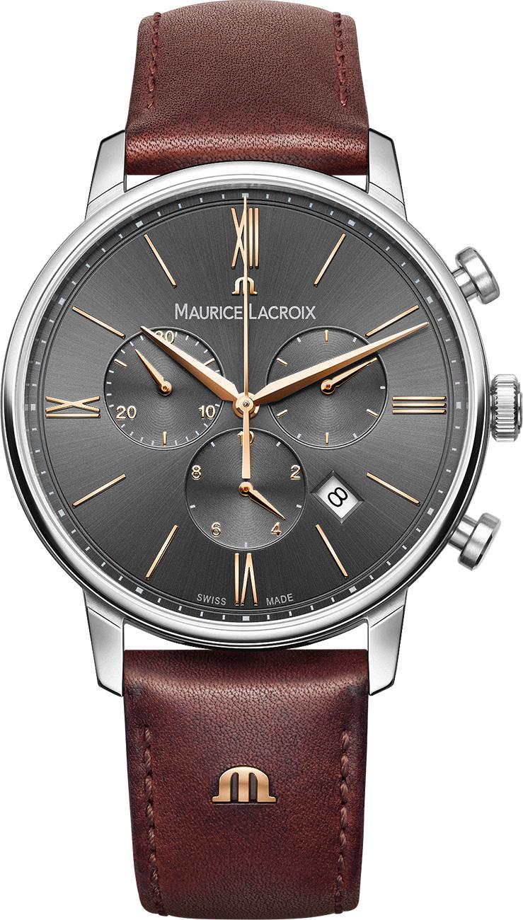 Maurice Lacroix EL1098SS001311-1 Takvimli 40 mm Kahverengi Deri Kordon Analog Erkek Kol Saati