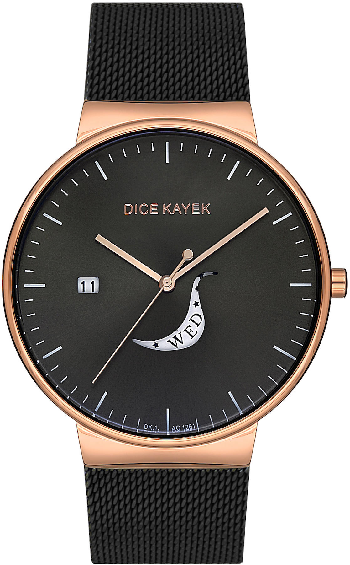 Dice Kayek DK.1.AG1261.05 Takvimli 42 mm Siyah Metal Kordon Analog Kol Saati