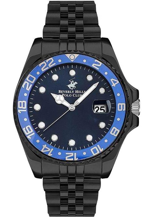 Beverly Hills Polo Club BP3126X690 Takvimli 44 mm Siyah Çelik Kordon Analog Kol Saati