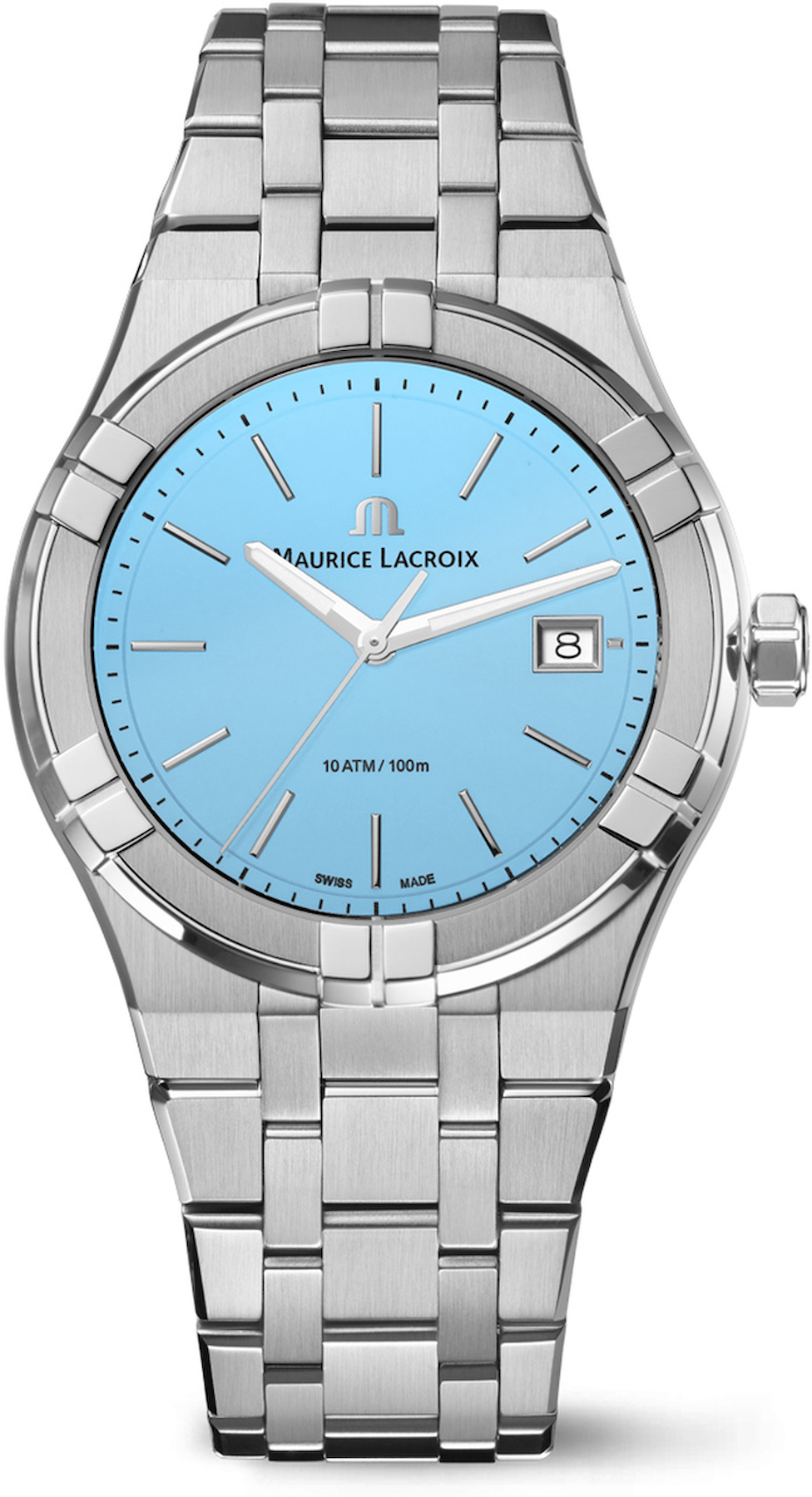 Maurice Lacroix AI1108-SS002-431-1 Takvimli 40 mm Çelik Kordon Analog Kol Saati