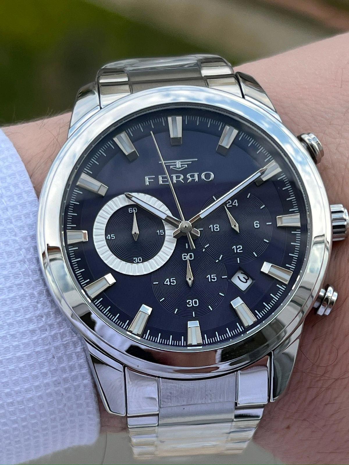 Ferro EFM31370-A3 Su Geçirmez Takvimli 44 mm Çelik Kordon Analog Erkek Kol Saati