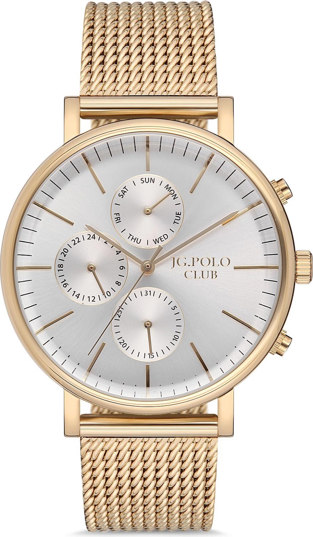 Jg. Polo Club JPC12202948FH3 Takvimli Altın Çelik Kordon Analog Erkek Kol Saati