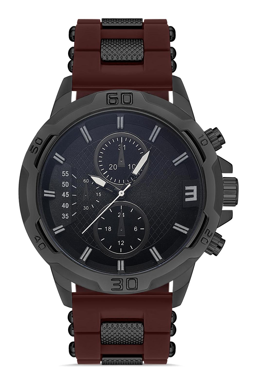 Padam Paris PDMS287 Takvimli 44 mm Bordo Kumaş Kordon Analog Erkek Kol Saati