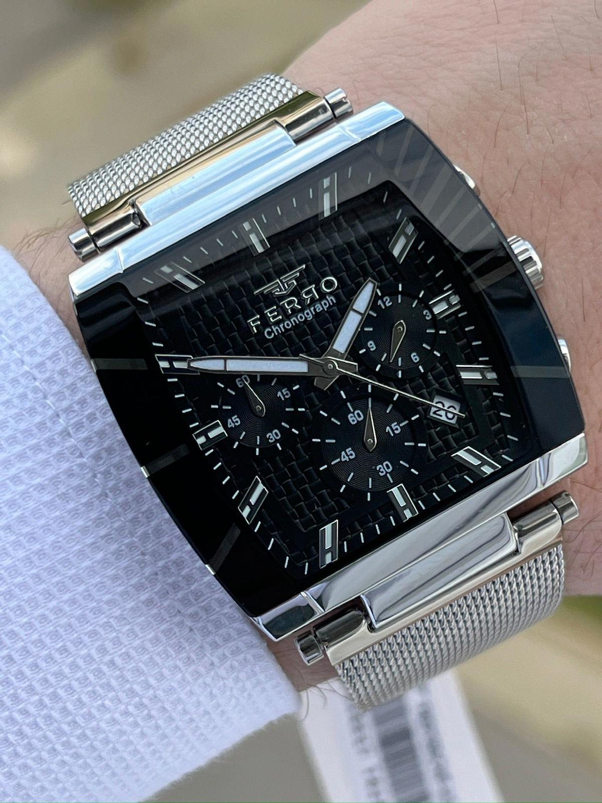 Ferro EF31265-A2 Su Geçirmez Takvimli 44 mm Çelik Kordon Analog Erkek Kol Saati