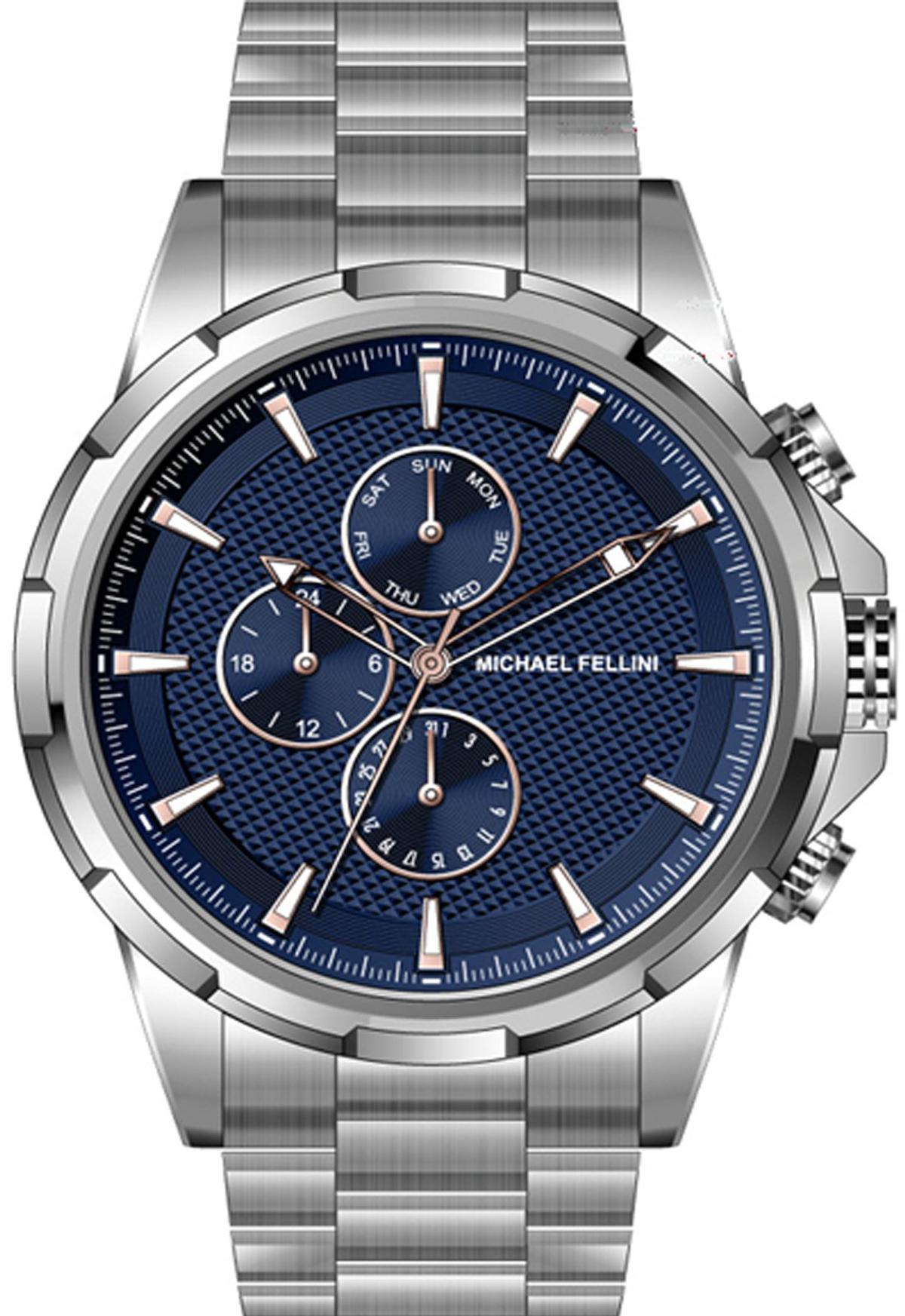 Michael Fellini 2335-4 Takvimli 44 mm Metal Kordon Analog Erkek Kol Saati