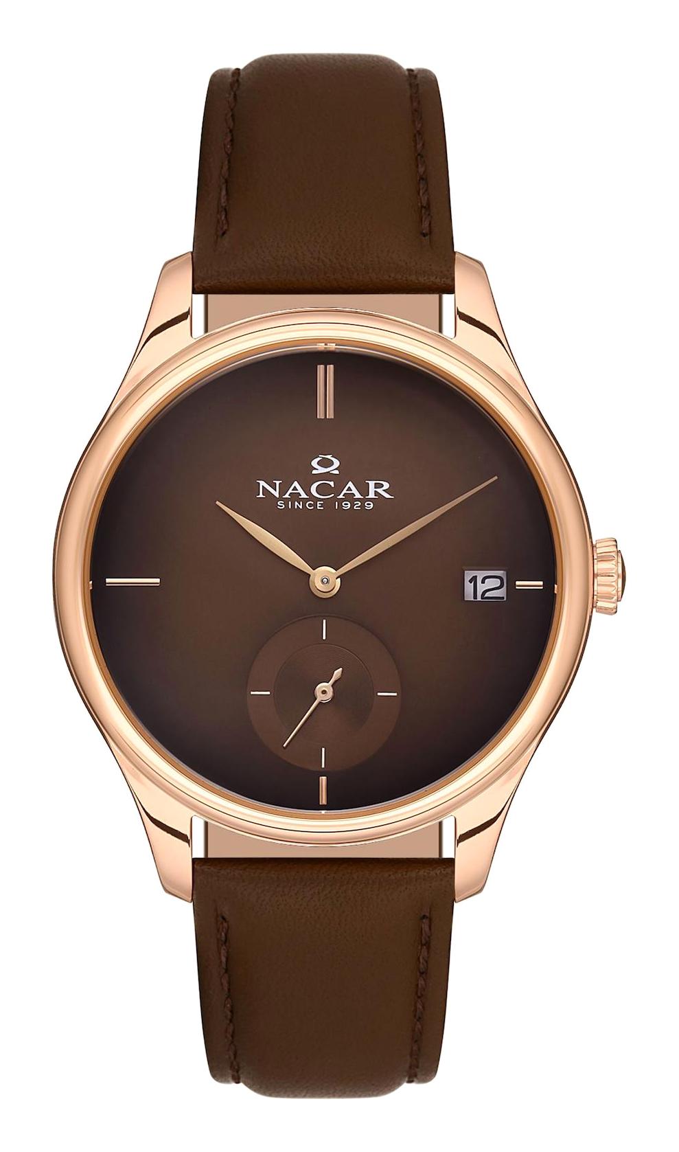 Nacar 35299354RKL2 Takvimli 44 mm Kahverengi Çelik Kordon Analog Kol Saati