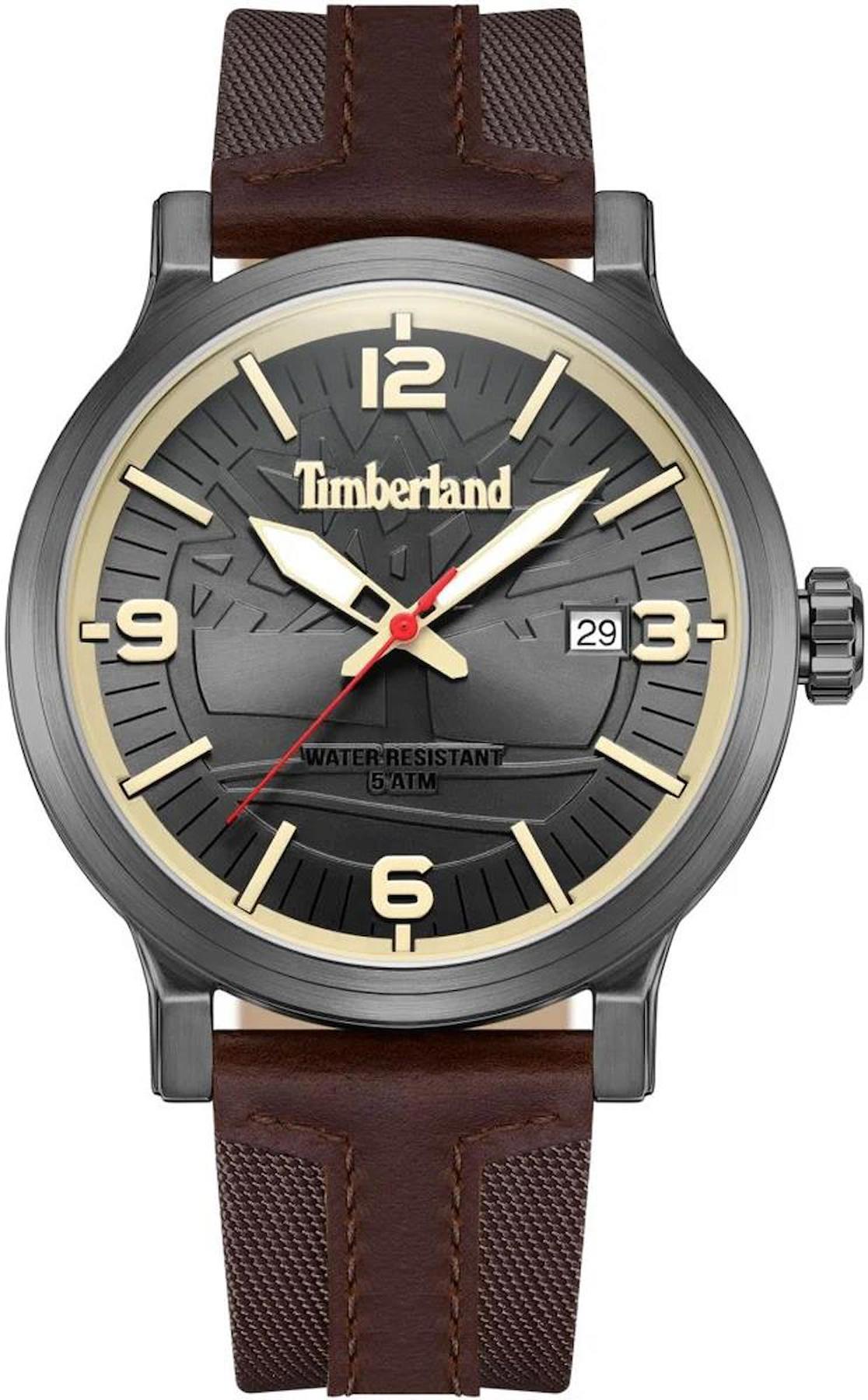 Timberland TDWGN0029104 Takvimli 44 mm Kahverengi Deri Kordon Analog Erkek Kol Saati