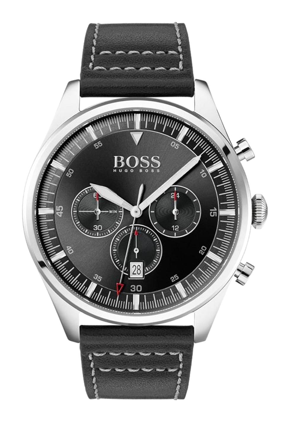 Hugo Boss HB1513708 Pusulalı Takvimli Siyah Çelik Kordon Analog Erkek Kol Saati
