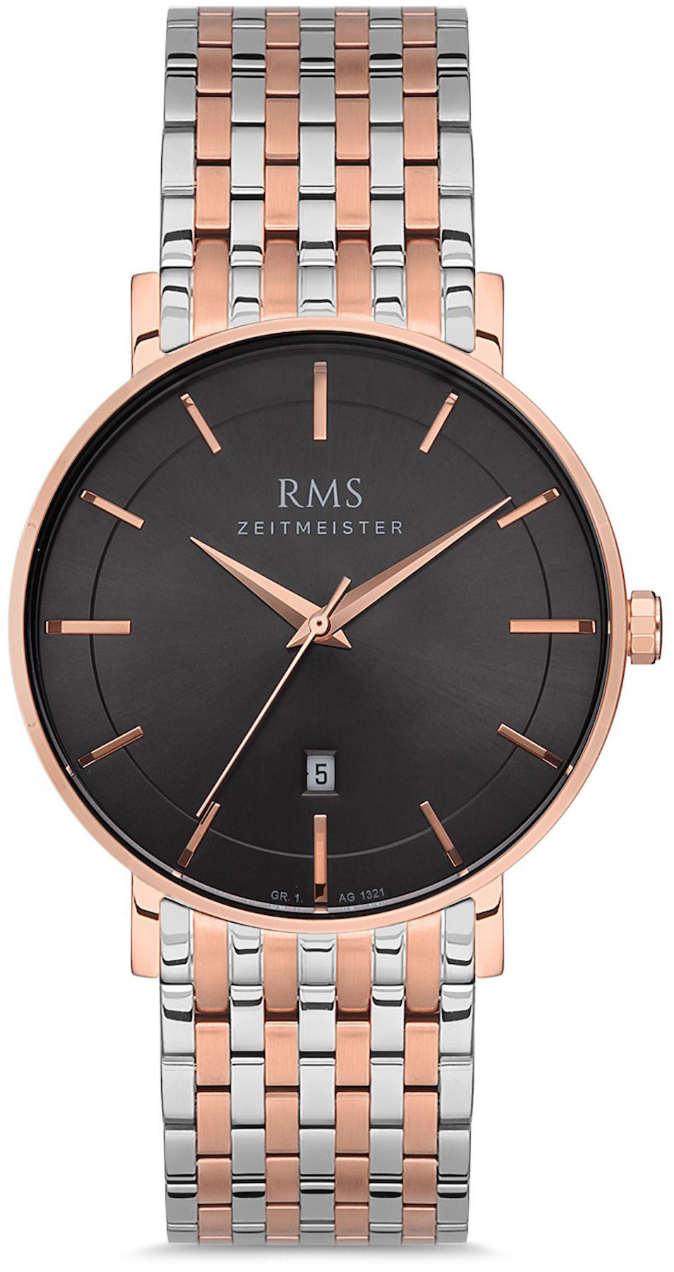 Romanson GR.1.AG1321.07 Takvimli 43 mm Gri-Rose Gold Çelik Kordon Analog Kol Saati