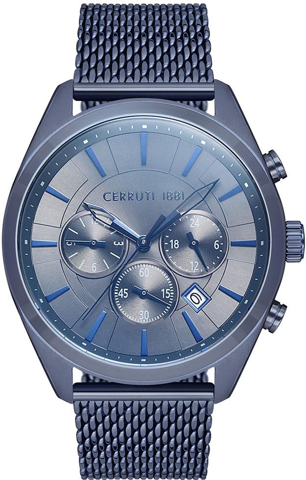 Cerruti 1881 CRA28004 Takvimli Lacivert Çelik Kordon Analog Erkek Kol Saati