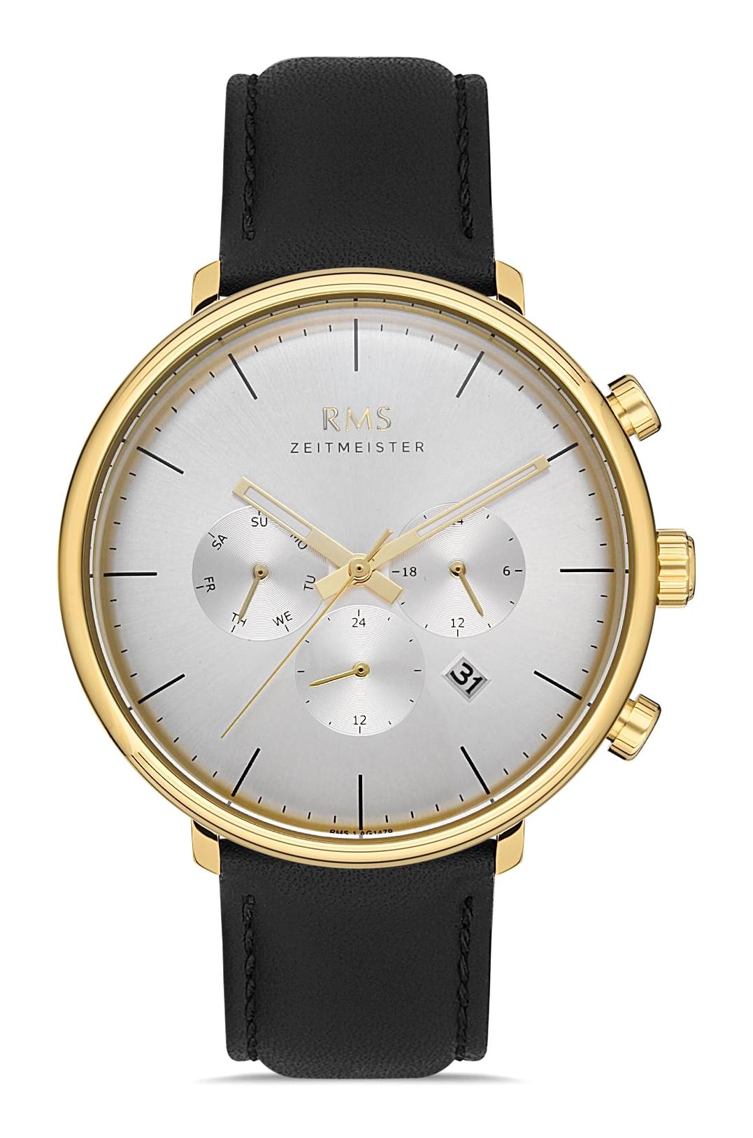 Romanson RMS.1.AG1479.06 Takvimli 42 mm Siyah Deri Kordon Analog Erkek Kol Saati