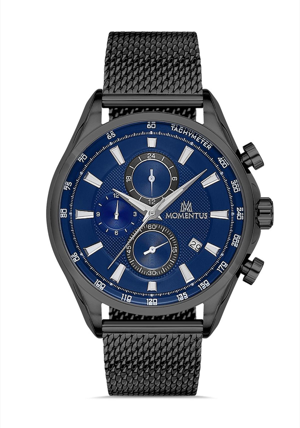 Momentus CC246N-11SN Takvimli 43 mm Siyah Çelik Kordon Analog Erkek Kol Saati