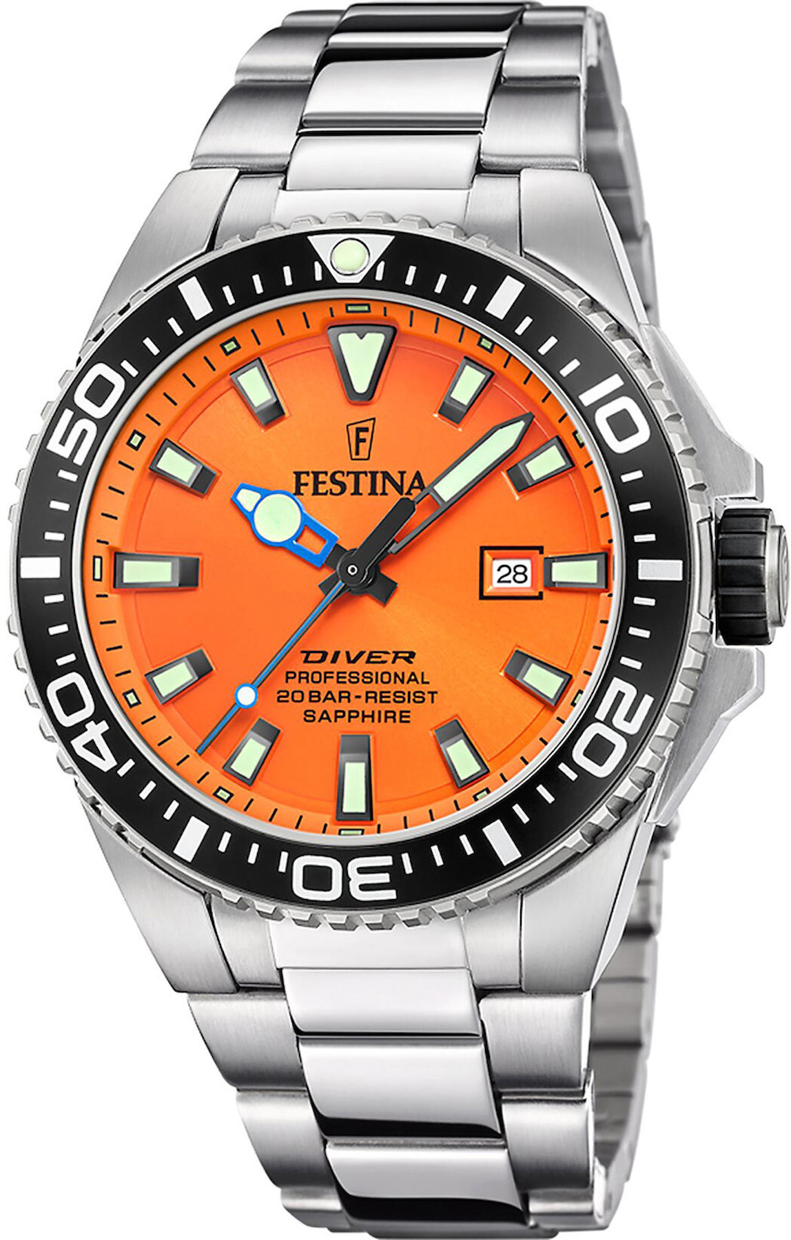 Festina F20663-4 Takvimli 46 mm Çelik Kordon Analog Kol Saati