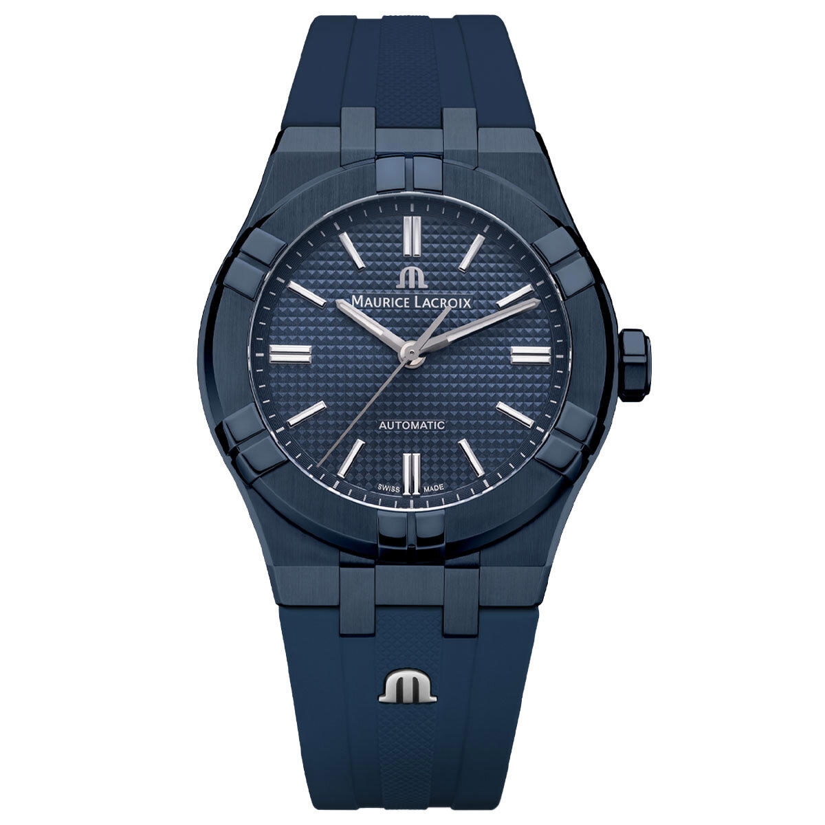 Maurice Lacroix ML-AI6007PVC00430-4 Takvimli 39 mm Lacivert Silikon Kordon Analog Kol Saati