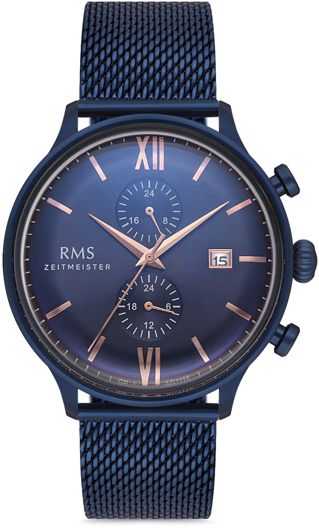 Romanson GR.1.AG1115.11 Takvimli 42 mm Lacivert Hasır Kordon Analog Kol Saati