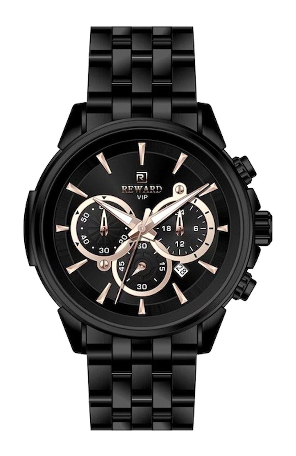 Reward A144728 Takvimli 44 mm Siyah Çelik Kordon Analog Erkek Kol Saati