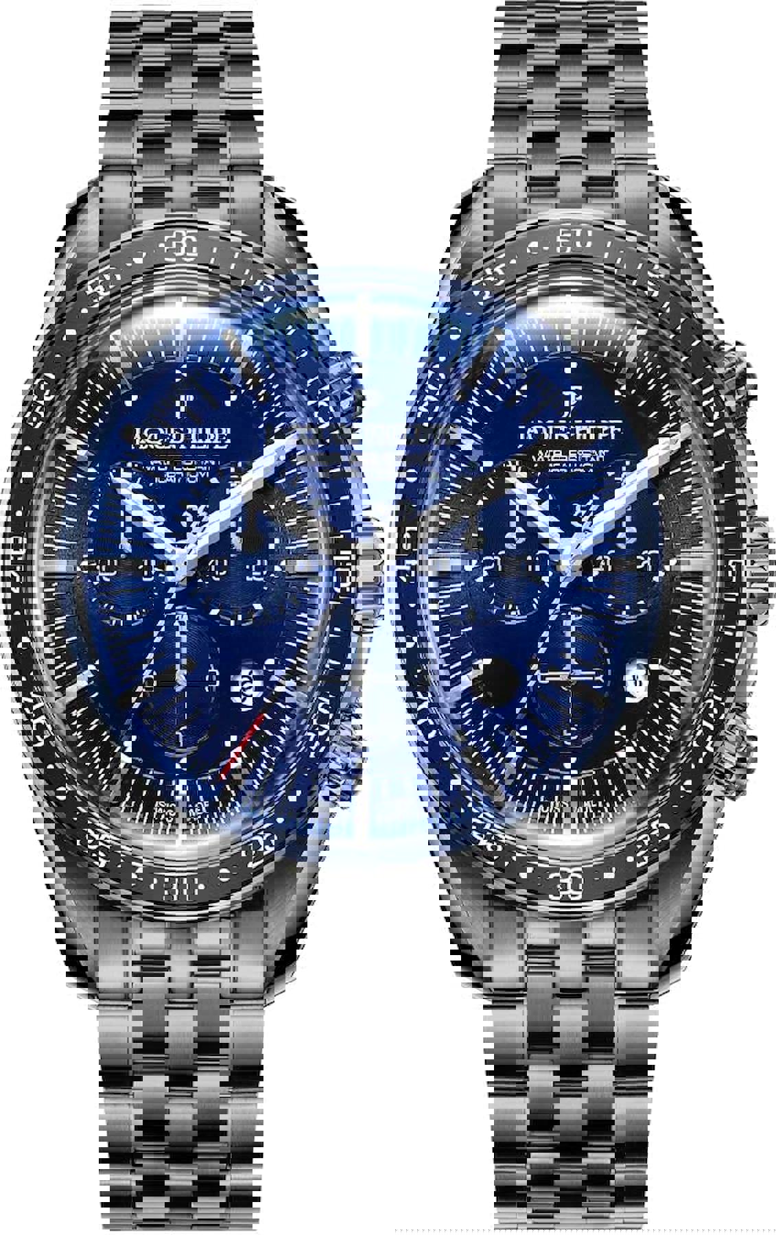 Jacques Philippe JPQGC43833 Pusulalı Takvimli 44 mm Füme Çelik Kordon Analog Erkek Kol Saati