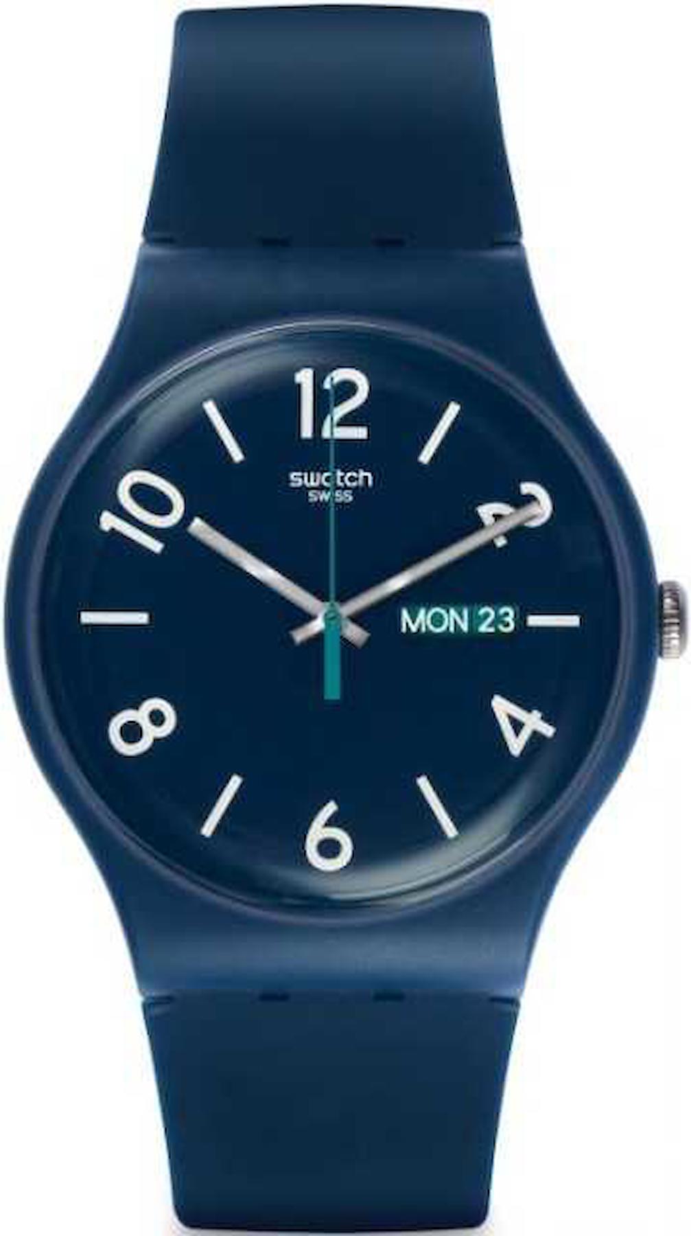 Swatch SUON705 Takvimli 44 mm Lacivert Silikon Kordon Analog Erkek Kol Saati