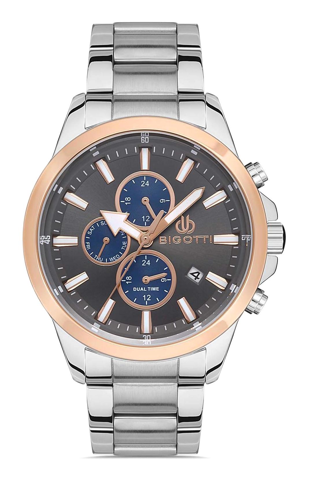 Bigotti BG.1.10386.5 Takvimli 45 mm Çelik Kordon Analog Erkek Kol Saati