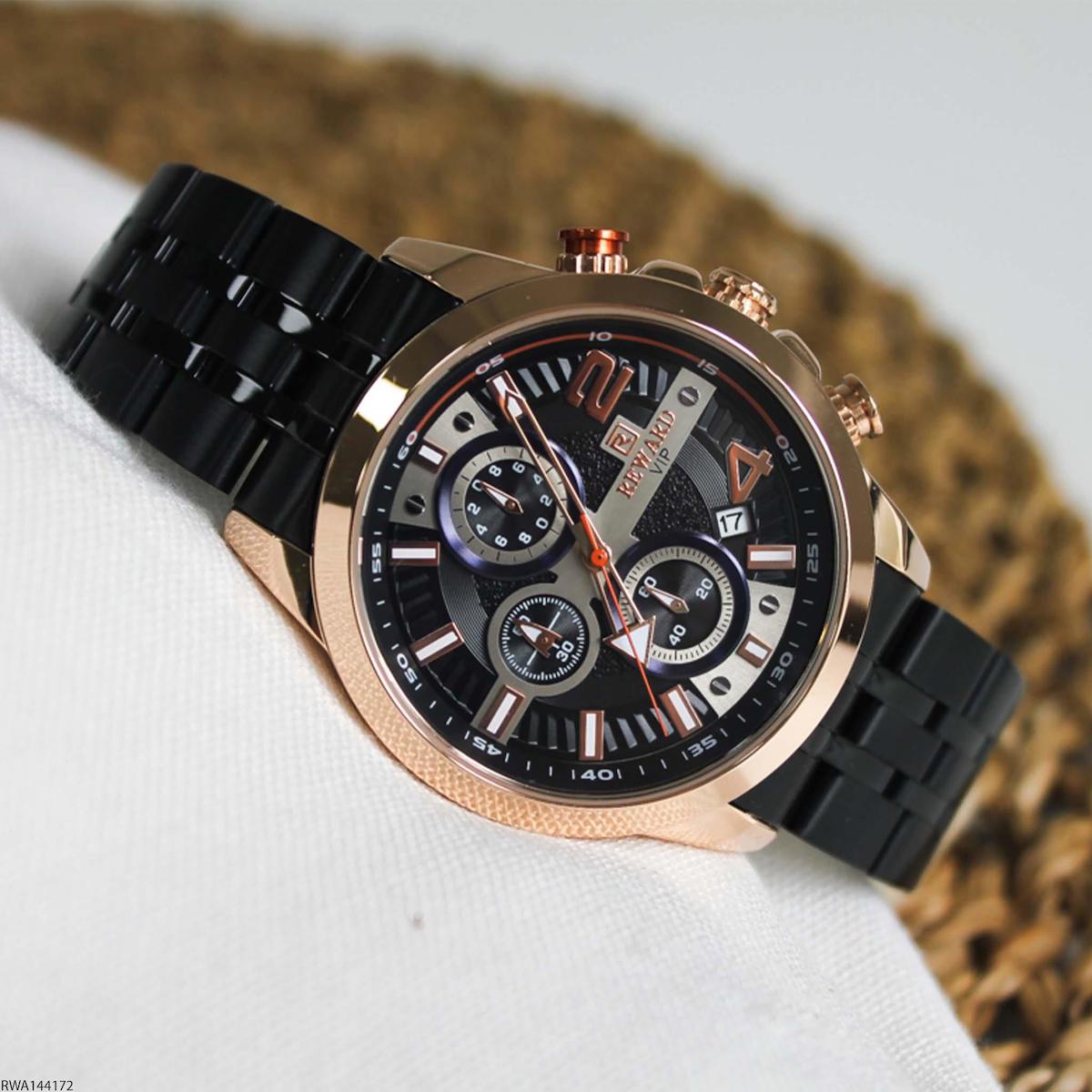 Reward RWA144172 Takvimli 44 mm Siyah Çelik Kordon Analog Erkek Kol Saati