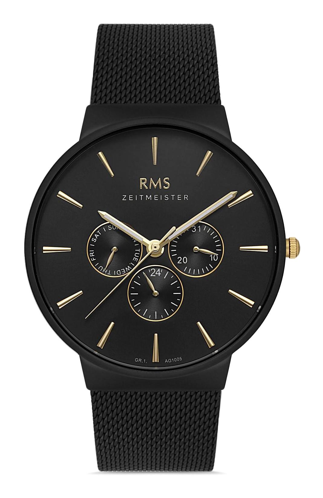 Romanson RMS.1.AG1005.10 Takvimli Siyah Metal Kordon Analog Erkek Kol Saati