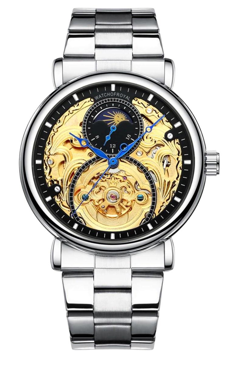 Watchofroyal Geneve Tourbillon Pusulalı 44 mm Çelik Kordon Analog Kol Saati