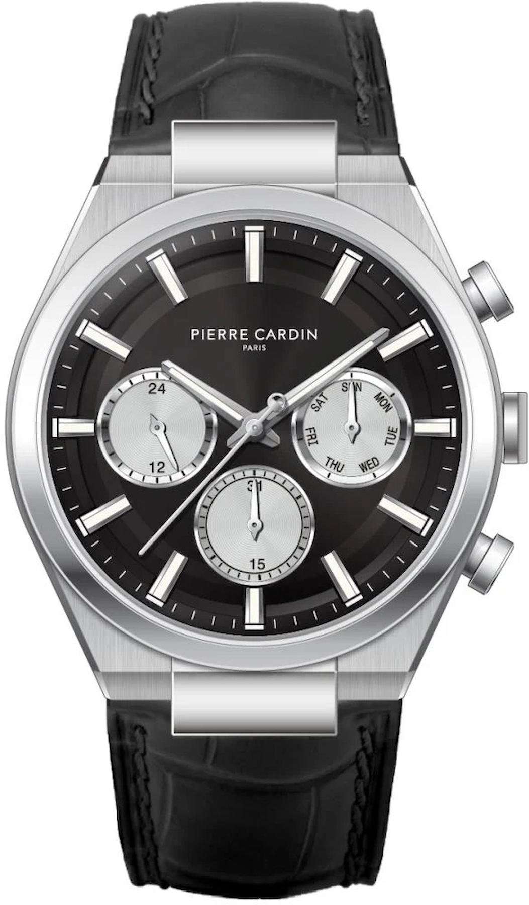 Pierre Cardin PCCML.0012 Takvimli 41 mm Gri Deri Kordon Analog Kol Saati