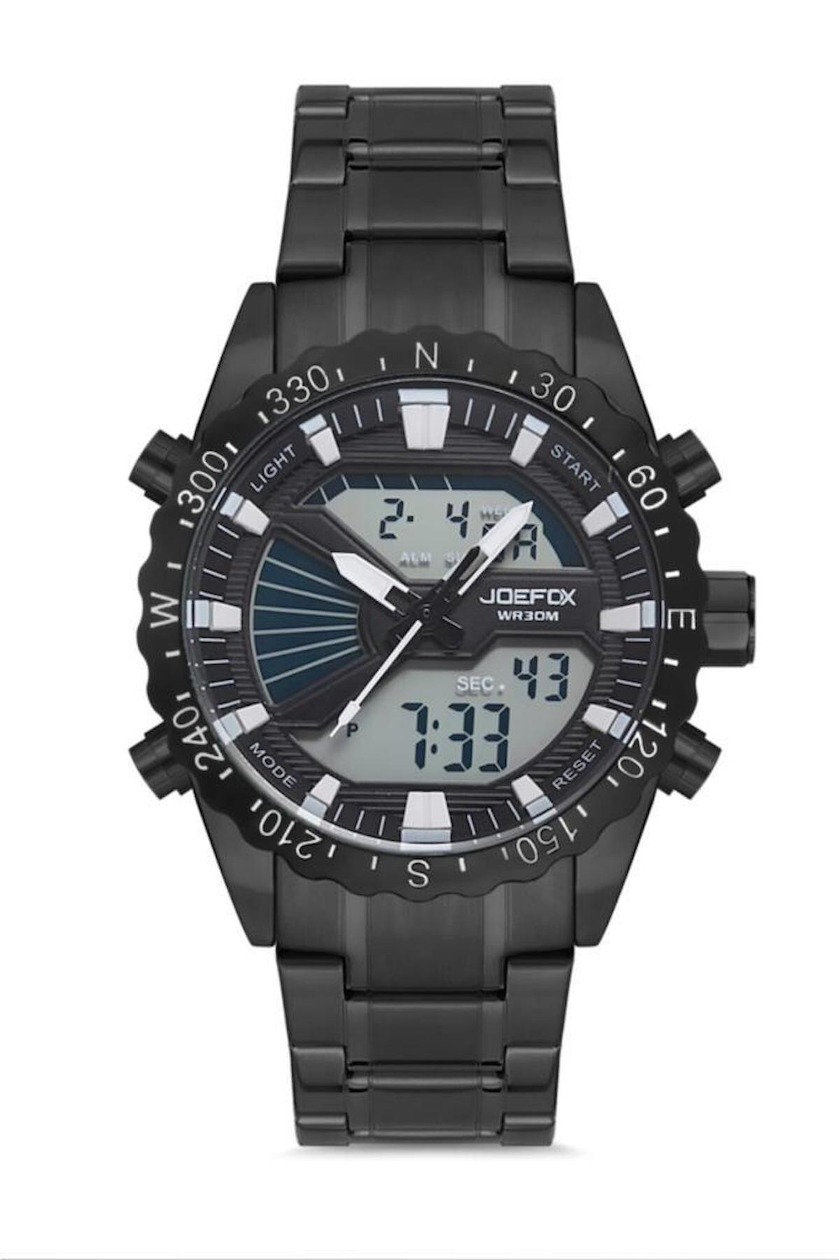 Joefox 1813M Takvimli Siyah Çelik Kordon Analog Erkek Kol Saati