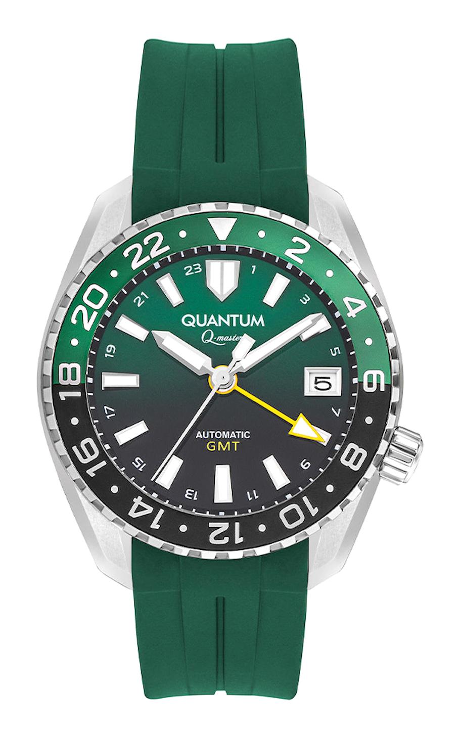 Quantum QMG1105.375 Takvimli 42 mm Yeşil Silikon Kordon Analog Erkek Kol Saati