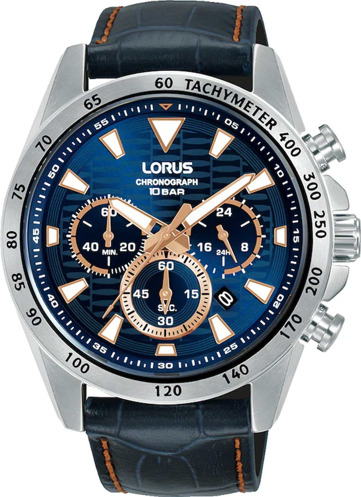 Lorus RT359KX9 Takvimli 44 mm Lacivert Deri Kordon Analog Erkek Kol Saati