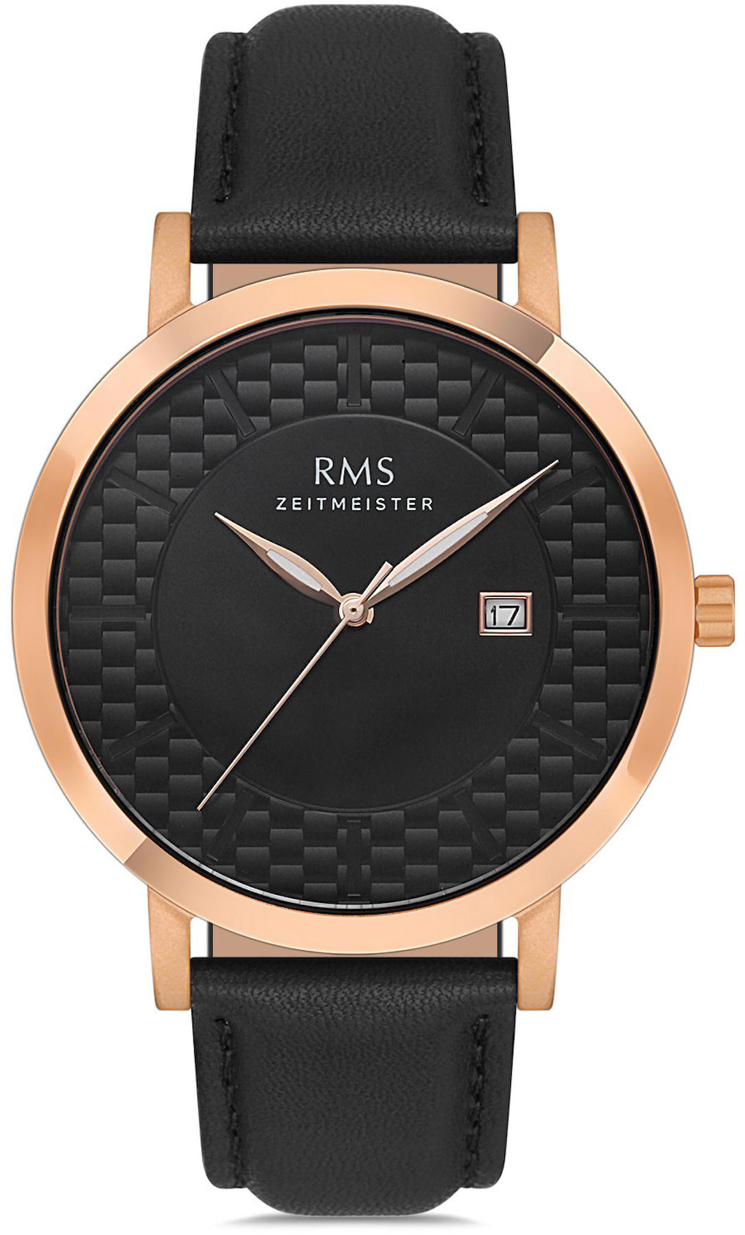 Romanson GR.1.AG1430.17 Takvimli 42 mm Siyah Deri Kordon Analog Kol Saati