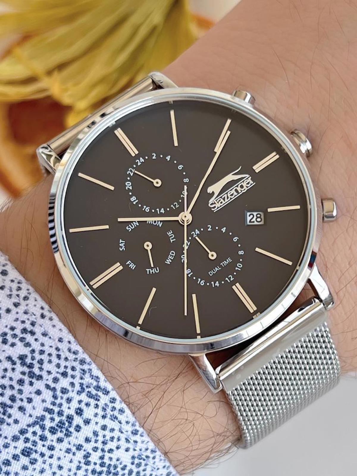 Slazenger BLKT.2.693 Su Geçirmez Takvimli 46-50 mm Çelik Kordon Analog Kol Saati