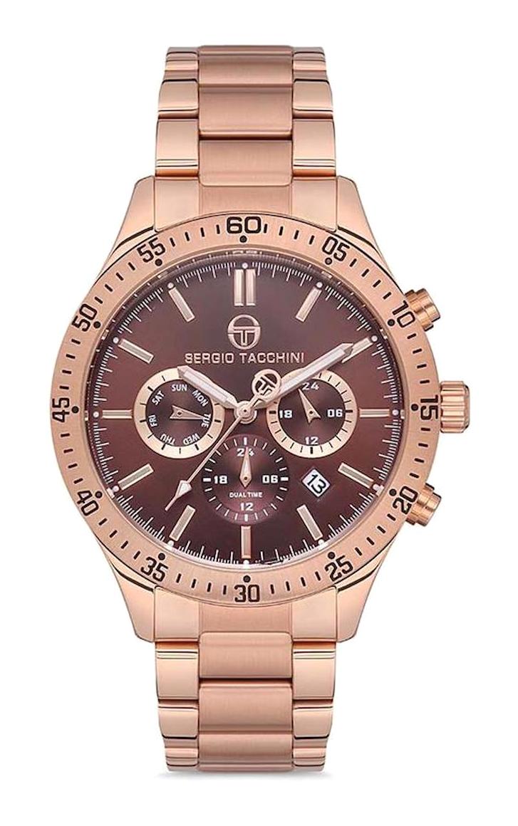 Sergio Tacchini ST.1.10102.3 Takvimli 43 mm Rose Gold Çelik Kordon Analog Erkek Kol Saati