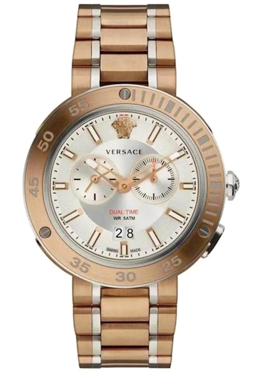 Versace VRSCVCN050017 Takvimli 46 mm Rose Gold Çelik Kordon Analog Erkek Kol Saati