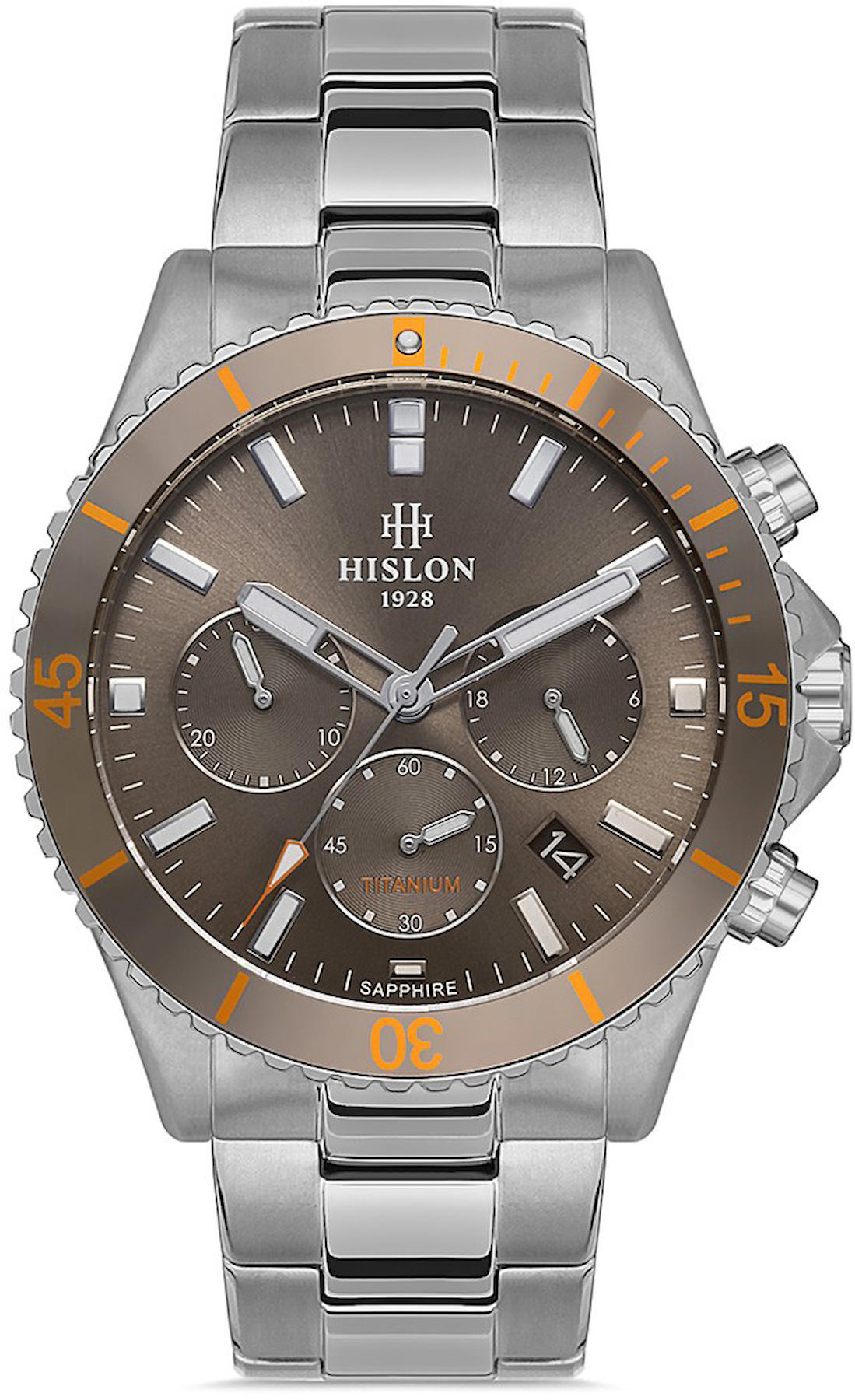 Hislon MS138V-04SN Pusulalı Takvimli 44 mm Çelik Kordon Analog Kol Saati