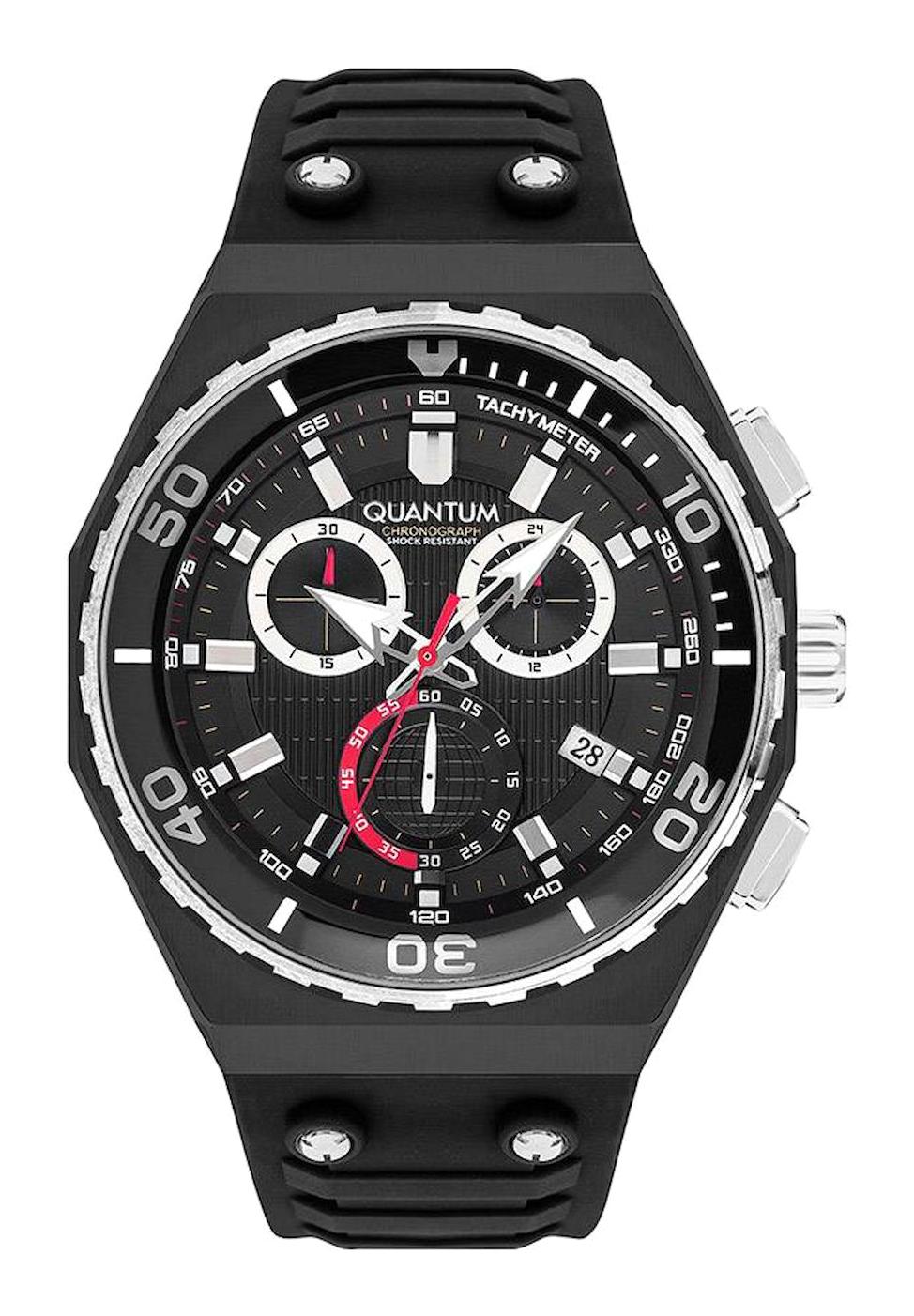 Quantum HNG1012.651 Takvimli 46-50 mm Siyah Silikon Kordon Analog Erkek Kol Saati