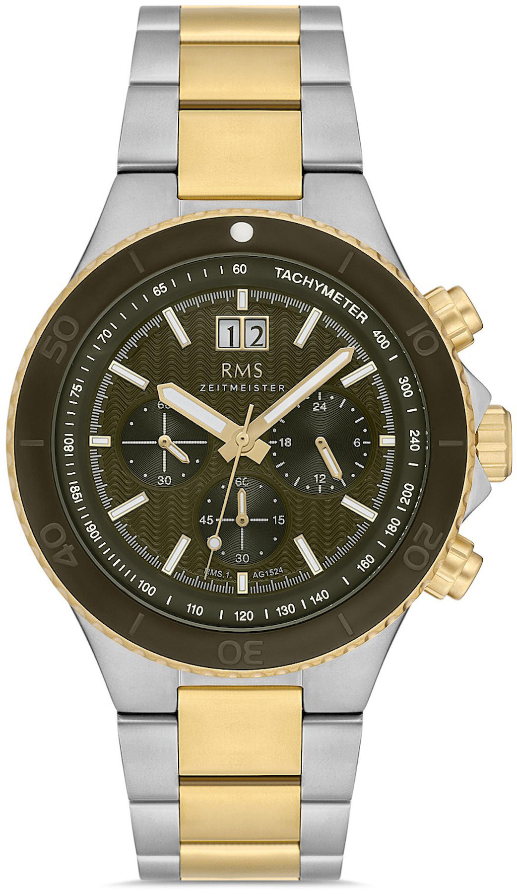 Romanson RMS.1.AG1524.07 Takvimli 44 mm Altın - Beyaz Çelik Kordon Analog Kol Saati