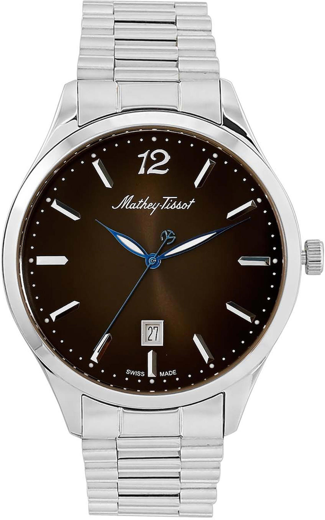 Mathey-Tissot H411MAN Takvimli 42 mm Çelik Kordon Analog Kol Saati
