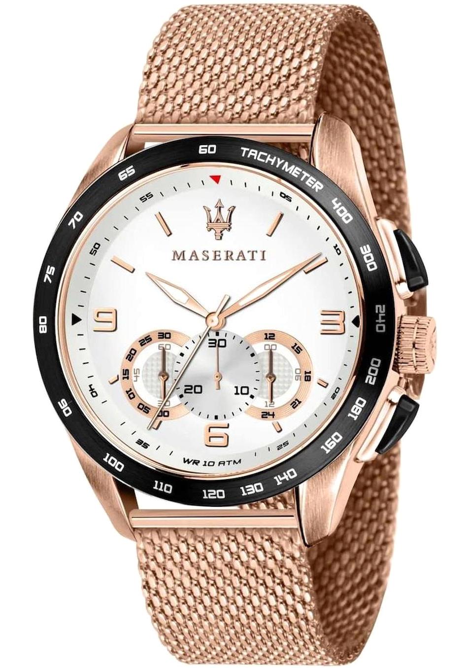 Maserati R8873612011 Takvimli 45 mm Rose Gold Hasır Kordon Analog Erkek Kol Saati