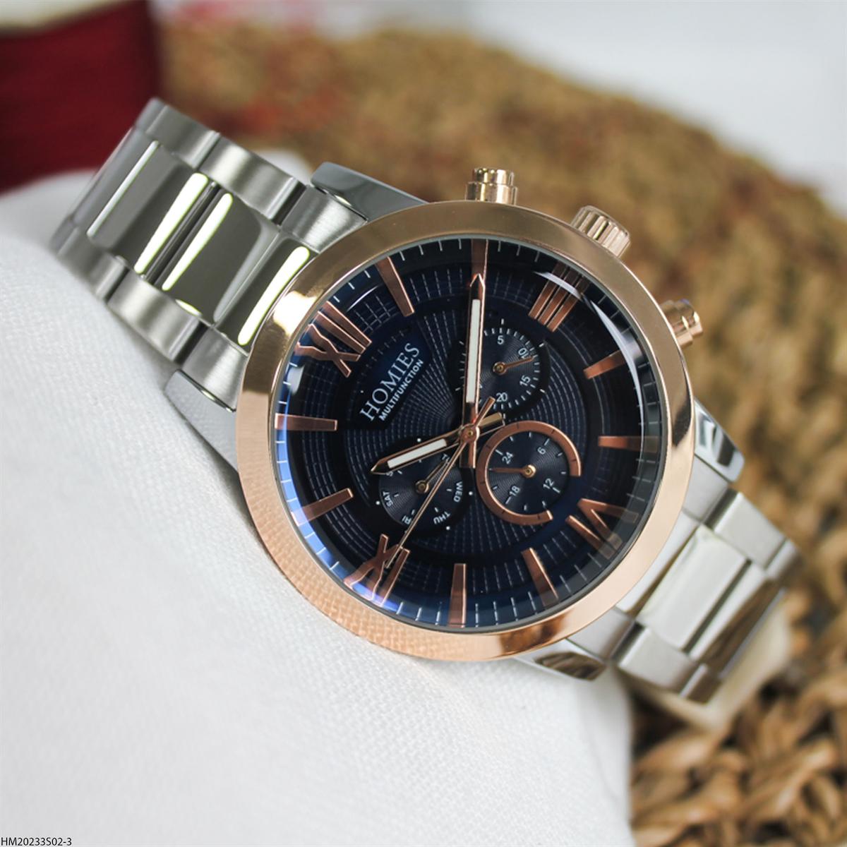 Homies HM20233S02-3 Pusulalı Takvimli 45 mm Çelik Kordon Analog Erkek Kol Saati