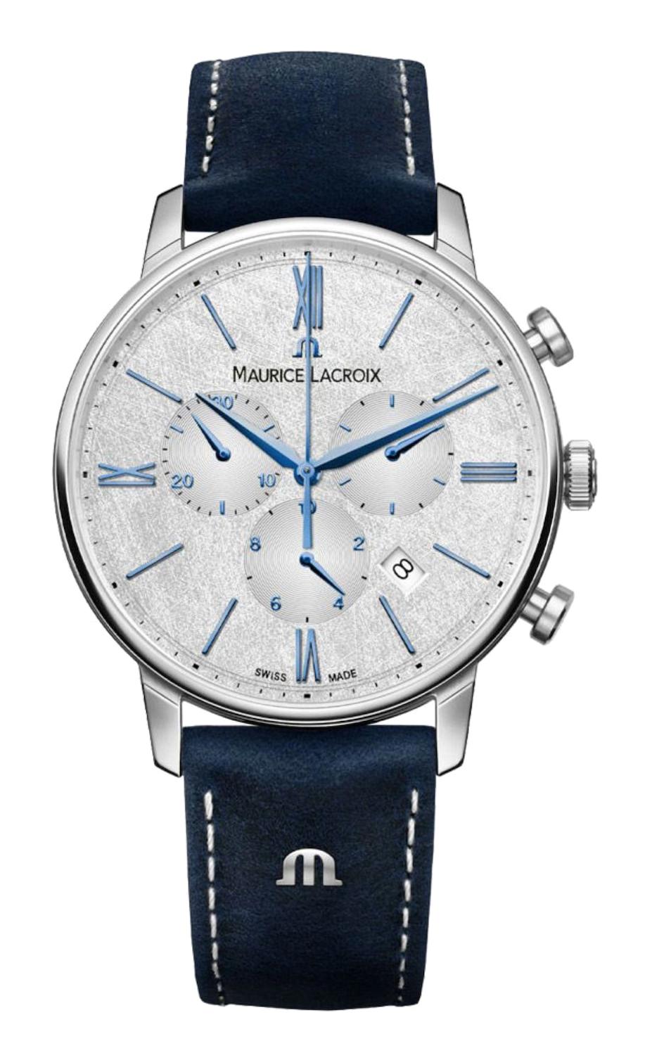 Maurice Lacroix ML-EL1098SS001114-1 Takvimli 40 mm Lacivert Deri Kordon Analog Kol Saati
